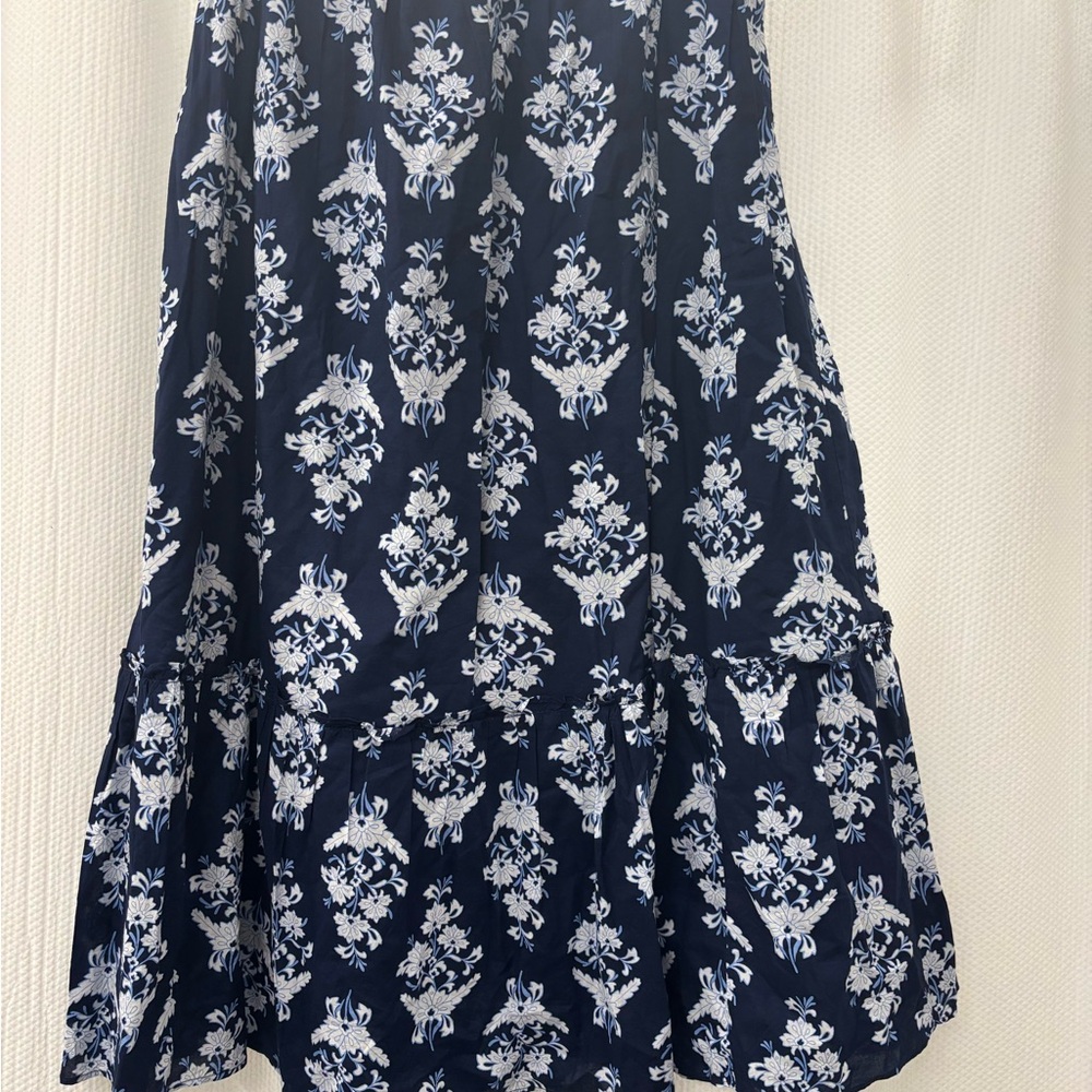 J. Crew Factory Navy and White Floral A-Line Skirt